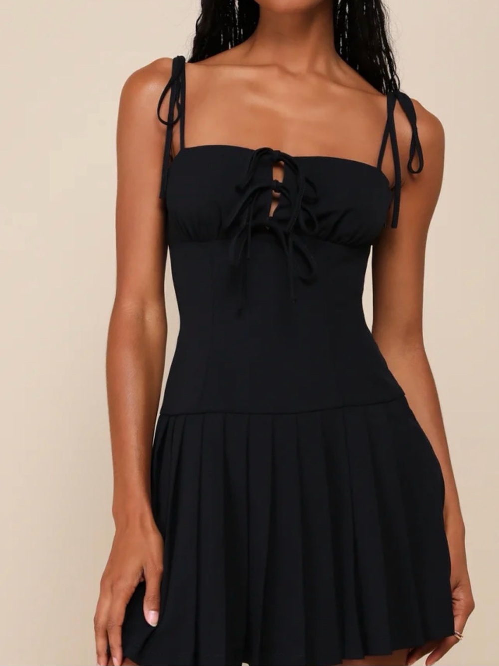 Lulu's Black Strapless Tie-Front Mini Dress